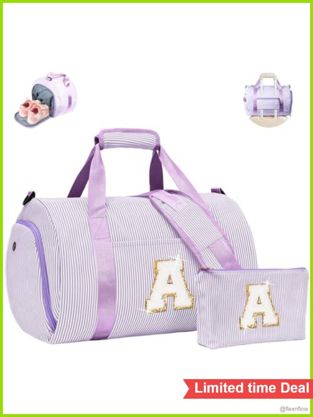 Girls Dance Travel Duffle Bag Personalized Initial Cosmetics Weekend Sleepover